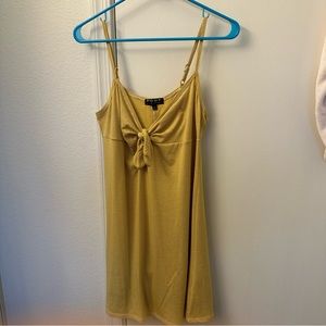 Yellow tie knot striped mini dress